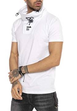 Herren T-Shirt High Collar Printed Next Level Streetwear Weiß L von Redbridge