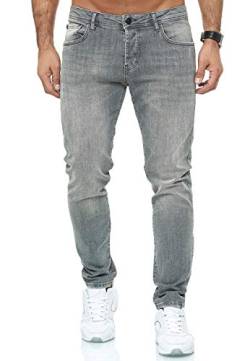 Jeans für Herren Hose Slim Fit Denim Stonewashed Arena B Grau W32 L32 von Redbridge