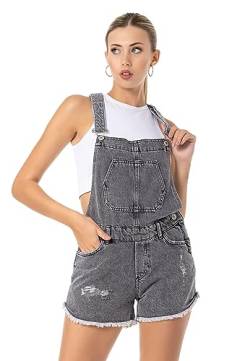 Red Bridge Damen Shorts Kurze Hose Overall Latzhose Jeanshose Grau W31 von Redbridge