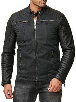 Red Bridge Herren Bikerjacke Kunst- Lederjacke Baumwolle Kunstleder Ärmel Double Schwarz M von Redbridge