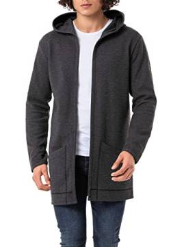 Red Bridge Herren Cardigan Sweater-Jacke Long Cut mit Kapuze Anthracite XL von Redbridge