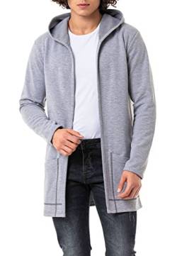 Red Bridge Herren Cardigan Sweater-Jacke Long Cut mit Kapuze Grau M von Redbridge