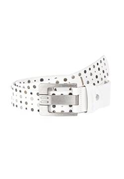 Red Bridge Herren Gürtel Ledergürtel Breiter Nietengürtel Nieten RB9101 110 Weiß White von Redbridge