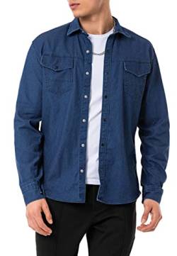 Red Bridge Herren Hemd Jeanshemd Freizeithemd Premium Denim Chest Pocket Dunkelblau L von Redbridge