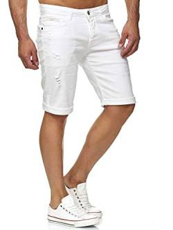 Red Bridge Herren Jeans Shorts Kurze Hose Denim Bermuda Stretch Capri Basic Blau Grau oder Weiß W29 White von Redbridge