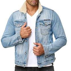 Red Bridge Herren Jeansjacke Trucker Sherpa Jacke Übergangsjacke Denim Blau Blau M von Redbridge