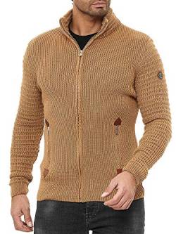 Red Bridge Herren Strickjacke Cardigan mit Stehkragen Basic Luxury Braun L von Redbridge