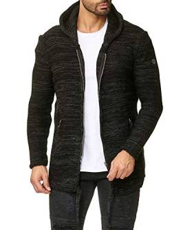 Red Bridge Herren Strickjacke Stickpullover Cardigan mit Kapuze Rough Schwarz L von Redbridge