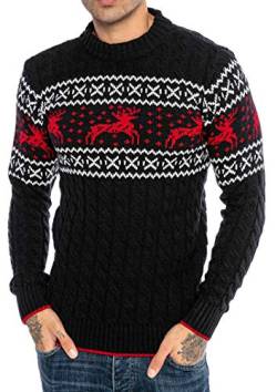 Red Bridge Herren Strickpullover Norweger Pullover Slim-Fit Plait Reindeer Navyblau M von Redbridge