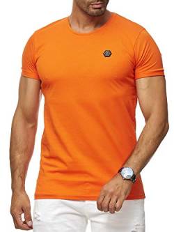 Red Bridge Herren T-Shirt Basic Kurzarm Shirt Baumwolle Rundhals Umgekrempelt Orange XL von Redbridge