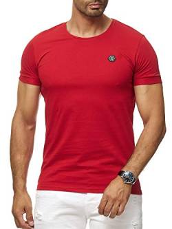 Red Bridge Herren T-Shirt Basic Kurzarm Shirt Baumwolle Rundhals Umgekrempelt Rot L von Redbridge