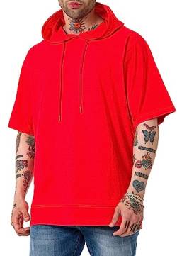 Red Bridge Herren T-Shirt Double Layer Oversized mit Kapuze Baumwolle Rot L von Redbridge