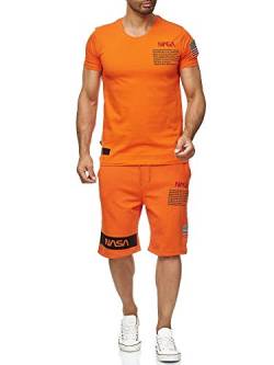 Red Bridge Herren T-Shirt und Shorts Jogginganzug Kurze Hose Set Sweat Pants NASA Logo M1295-M4854 Orange S von Redbridge