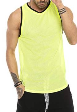 Red Bridge Herren Tank Top Mesh Fresh Air T-Shirt Ärmellos M1839 Gelb M von Redbridge