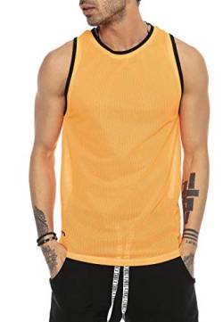 Red Bridge Herren Tank Top Mesh Fresh Air T-Shirt Ärmellos M1839 Orange XL von Redbridge