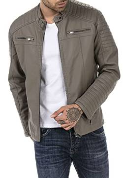 Redbridge Bikerjacke für Herren Kunstleder-Jacke Übergangsjacke Reißverschluss Grau XL von Redbridge