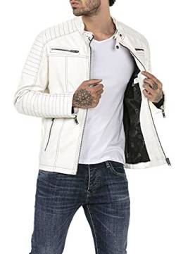 Redbridge Bikerjacke für Herren Kunstleder-Jacke Übergangsjacke Reißverschluss Weiß XXL von Redbridge