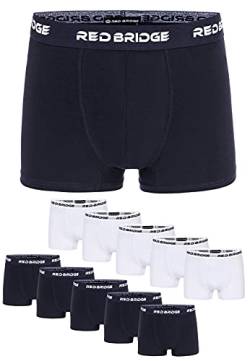 Redbridge Boxershorts Herren 10er-Pack Einfarbig Unifarben Slim Baumwolle Stretch Unterwäsche Basic Blau und Weiß L von Redbridge