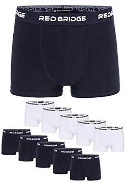 Redbridge Boxershorts Herren 10er-Pack Einfarbig Unifarben Slim Baumwolle Stretch Unterwäsche Basic Blau und Weiß XL von Redbridge