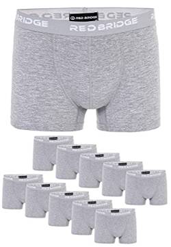 Redbridge Boxershorts Herren 10er-Pack Einfarbig Unifarben Slim Baumwolle Stretch Unterwäsche Basic Grau L von Redbridge