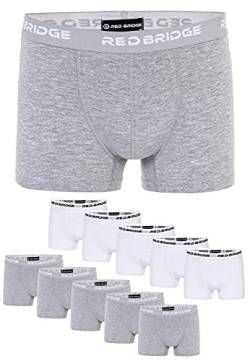 Redbridge Boxershorts Herren 10er-Pack Einfarbig Unifarben Slim Baumwolle Stretch Unterwäsche Basic Grau und Weiß M von Redbridge