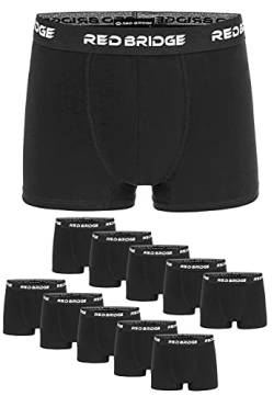 Redbridge Boxershorts Herren 10er-Pack Einfarbig Unifarben Slim Baumwolle Stretch Unterwäsche Basic Schwarz 3XL von Redbridge