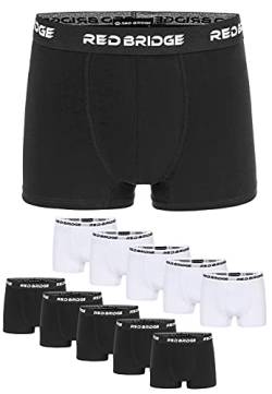 Redbridge Boxershorts Herren 10er-Pack Einfarbig Unifarben Slim Baumwolle Stretch Unterwäsche Basic Schwarz und Weiß XXL von Redbridge