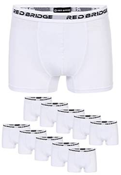 Redbridge Boxershorts Herren 10er-Pack Einfarbig Unifarben Slim Baumwolle Stretch Unterwäsche Basic Weiß L von Redbridge