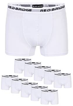 Redbridge Boxershorts Herren 10er-Pack Einfarbig Unifarben Slim Baumwolle Stretch Unterwäsche Basic Weiß M von Redbridge
