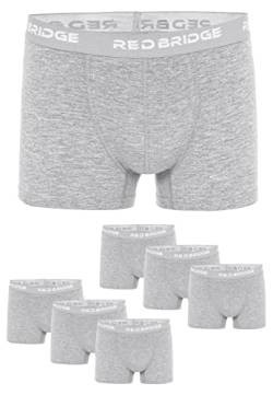 Redbridge Boxershorts Herren 6er-Pack Einfarbig Unifarben Slim Baumwolle Stretch Unterwäsche Basic Grau L von Redbridge