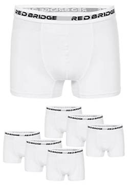 Redbridge Boxershorts Herren 6er-Pack Einfarbig Unifarben Slim Baumwolle Stretch Unterwäsche Basic Weiß L von Redbridge