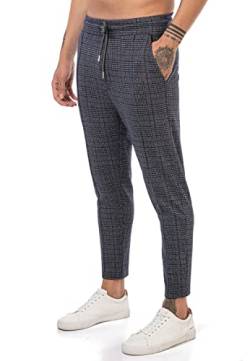 Redbridge Chino-Hose für Herren Freizeithose kariert mit Gummibund Jogg-Pants Casual Blau L von Redbridge