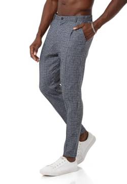 Redbridge Chino-Hose für Herren Freizeithose kariert mit Gummibund Jogg-Pants Casual Schwarz-Weiss L von Redbridge