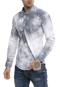 Redbridge Hemd für Herren Freizeithemd Langarm Slim Fit Batik Grau S von Redbridge