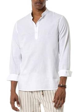 Redbridge Herren Hemd Freizeithemd Leinen Sweater Tunik-Straight Weiß L von Redbridge