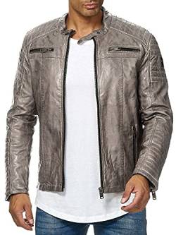 Redbridge Herren Jacke Übergangsjacke Biker Lederjacke Echtleder Kunstleder Baumwolle mit gesteppten Bereichen L Dirty Grau - Kunstleder von Redbridge