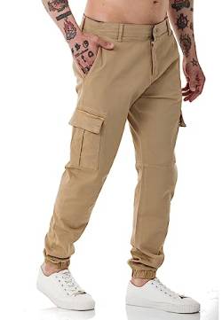 Redbridge Herren Jogger Denim Cargo Hose Colored Jeans Jeanshose schmales Bein Sand W31 L32 von Redbridge