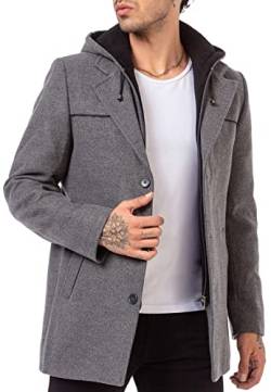 Redbridge Herren Mantel Trenchcoat Kapuzenjacke Elegant lange Jacke Hooded Grau 3XL von Redbridge