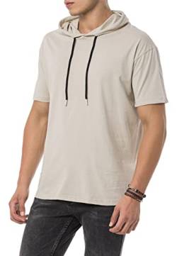 Redbridge Herren T-Shirt Kurzarm mit Kapuze und Kordelzug Baumwolle Beige S von Redbridge