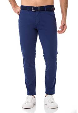 Redbridge Hose mit Gürtel Chino-Hose für Herren Freizeithose Casual Business Pants Indigo W36 L32 von Redbridge