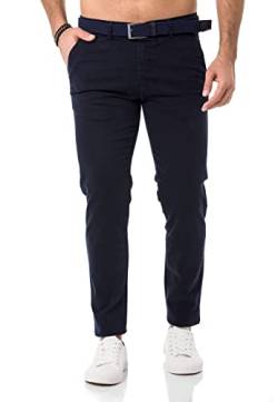 Redbridge Hose mit Gürtel Chino-Hose für Herren Freizeithose Casual Business Pants Navy Blau W33 L34 von Redbridge