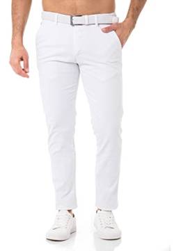 Redbridge Hose mit Gürtel Chino-Hose für Herren Freizeithose Casual Business Pants Weiß W29 L32 von Redbridge