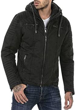 Redbridge Jacke für Herren Winterjacke Übergangsjacke mit Kapuze Gesteppt Biker-Jacke Schwarz L von Redbridge