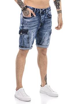 Redbridge Jeans-Shorts für Herren Kurze Hose Denim Freizeithose Cargo Used Look Blau W29 von Redbridge