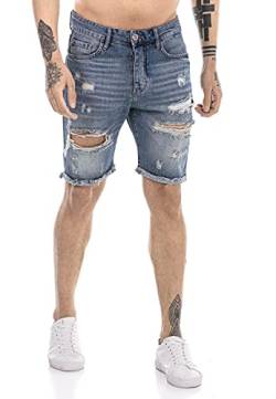 Redbridge Jeans-Shorts für Herren Kurze Hose Denim Freizeithose Destroyed Look (as3, Waist, Numeric_30, Regular, Regular, Blau-2) von Redbridge