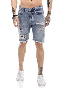 Redbridge Jeans-Shorts für Herren Kurze Hose Denim Freizeithose Destroyed Look Blau W31 von Redbridge