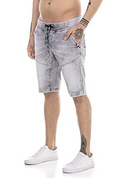 Redbridge Jeans-Shorts für Herren Kurze Hose Denim Freizeithose Used Look Grau W30 von Redbridge