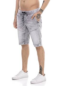 Redbridge Jeans-Shorts für Herren Kurze Hose Denim Freizeithose Used Look Grau W31 von Redbridge