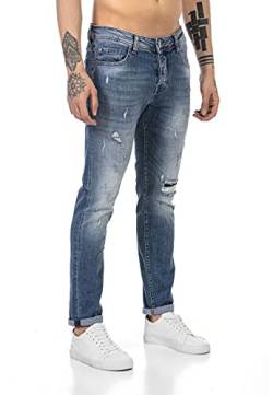 Redbridge Jeans für Herren Hose Denim Pants Used Look Destroyed Blau W33L32 von Redbridge