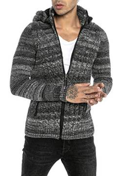 Redbridge Strickjacke für Herren Cardigan mit Abnehmbarer Kapuze Pullover Reißverschluss Grau L von Redbridge